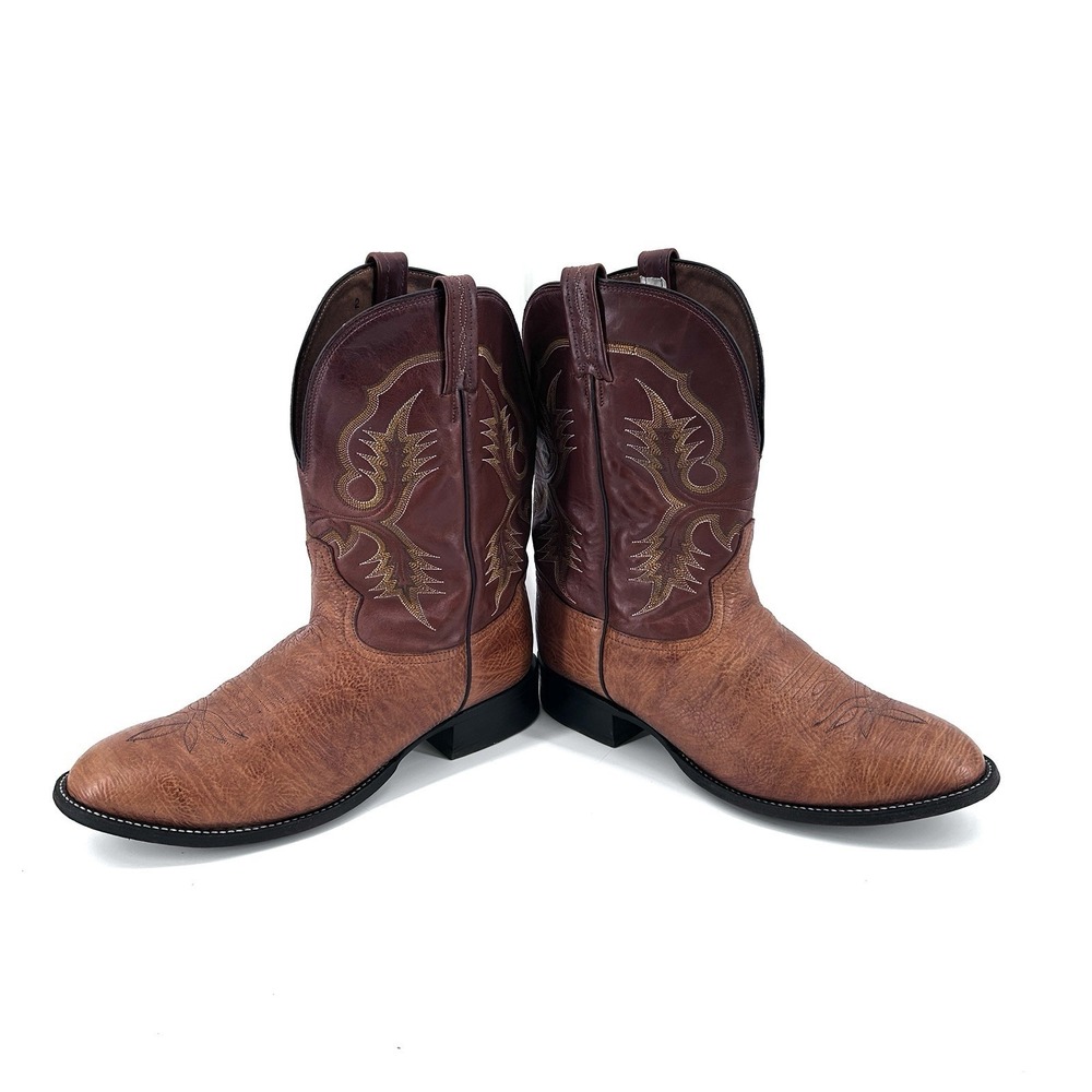 Tony Lama Leather Western Cowboy Boots Mens 12 Brown Rodeo Concert Ranch Work - Picture 4 of 16